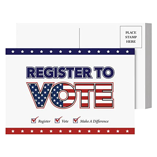 Register to Vote – Blank Patriotic Voting Post Cards for USA Election Campaign - Bulk Set of 50 Postcards FoldCard