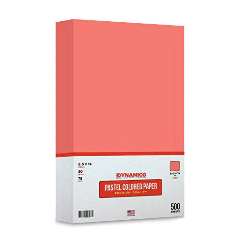 Salmon 8.5 x 14" Legal Size Pastel Light Color Paper | 1 Ream of 500 Sheets FoldCard