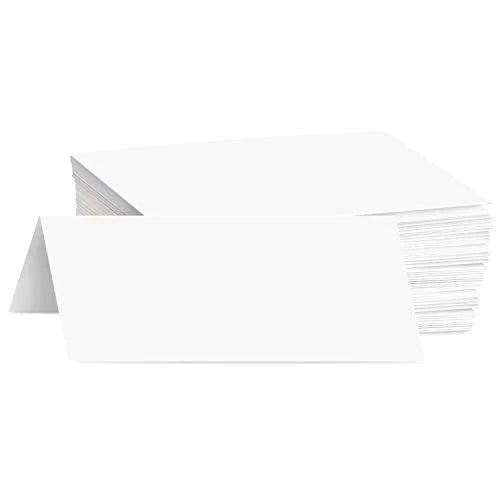 Vertical Fold Tent Cards - 4.25 x 11 Inch Heavyweight White Card Stock Paper For All Occasions - Bulk Pack of 100 Cards Per Pack FoldCard