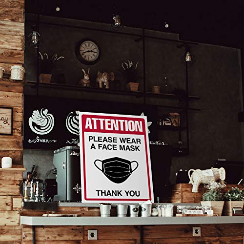 Wear A Face Mask Sign Bulk, Weather Proof, Water and Tear Resistant – Health Safety Signage for Homes, Schools, Offices, Business | 8.5 x 11 Inches | 5 Per Pack (Laminated) FoldCard