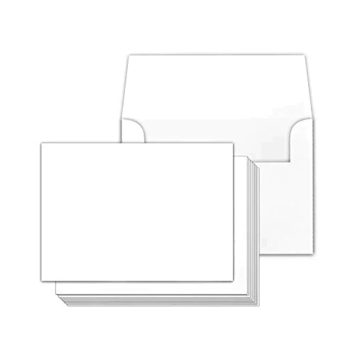 White Blank 5 x 7” Card Stock Thick Paper – Blank Postcards and Index Flash Note Cardstock (100 Cards with Envelopes)
