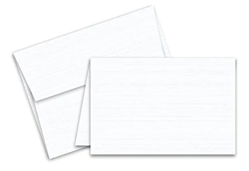 White Classic Linen Blank Fold Over Greeting Cards and Classic Linen Envelopes | 4.5" x 6" Inches When Folded | 25 Sets FoldCard