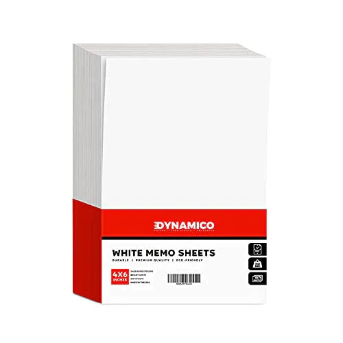 White Memo Sheets Paper – Perfect for Quick Notes, To-Do Lists and Reminders for School, Office and Business | 4 x 6 Inches | 24lb Bond / 60lb Text (90gsm) Paper | 250 Sheets per Pack FoldCard