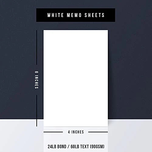 White Memo Sheets Paper – Perfect for Quick Notes, To-Do Lists and Reminders for School, Office and Business | 4 x 6 Inches | 24lb Bond / 60lb Text (90gsm) Paper | 250 Sheets per Pack FoldCard