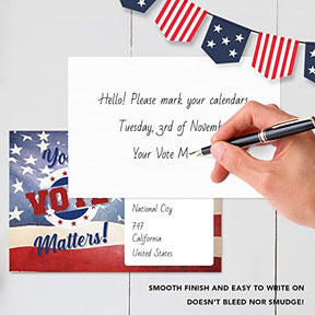 100 Bulk 4x6" Voting Postcards American Flag Theme With Blank Back for Message to Voters - Encourage Voting In Your State, Made In The USA FoldCard
