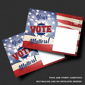 100 Bulk 4x6" Voting Postcards American Flag Theme With Blank Back for Message to Voters - Encourage Voting In Your State, Made In The USA FoldCard