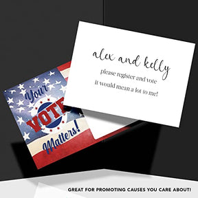 100 Bulk 4x6" Voting Postcards American Flag Theme With Blank Back for Message to Voters - Encourage Voting In Your State, Made In The USA FoldCard