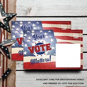 100 Bulk 4x6" Voting Postcards American Flag Theme With Blank Back for Message to Voters - Encourage Voting In Your State, Made In The USA FoldCard