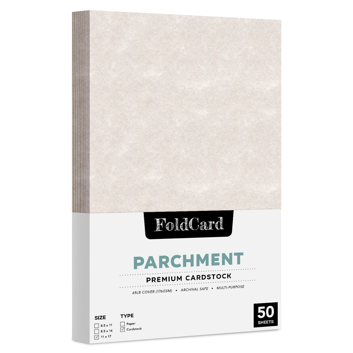 11 x 17 Parchment Paper 65lb Cover 176 gsm 50 Sheets FoldCard