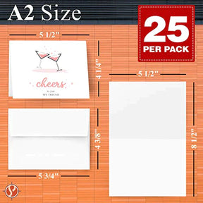 2023 Cheers and Congratulations Card 25 per Pack | A2 – 4.25 x 5.5” When Folded (Red) FoldCard