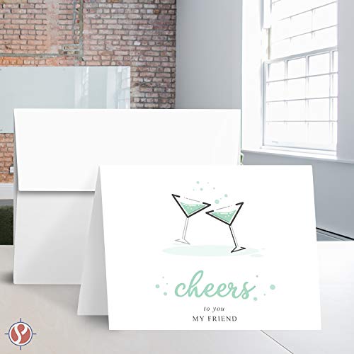 2023 Cheers and Congratulations Card & envelopes 25 per Pack - A2 4.25 x 5.5” When Folded (Green) FoldCard