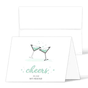 2023 Cheers and Congratulations Card & envelopes 25 per Pack - A2 4.25 x 5.5” When Folded (Green) FoldCard