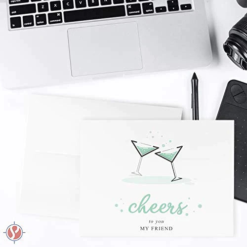 2023 Cheers and Congratulations Card & envelopes 25 per Pack - A2 4.25 x 5.5” When Folded (Green) FoldCard