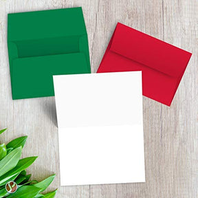 2023 Christmas Greeting Card A7 Envelope - 25 Red & 25 Green Envelopes FoldCard