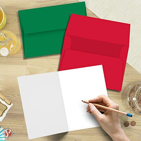 2023 Christmas Greeting Card A7 Envelope - 25 Red & 25 Green Envelopes FoldCard