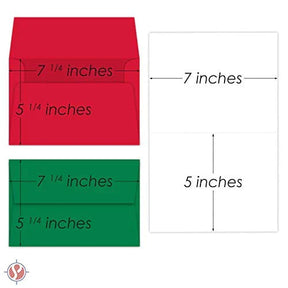 2023 Christmas Greeting Card A7 Envelope - 25 Red & 25 Green Envelopes FoldCard