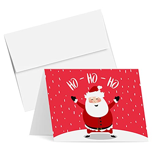 2027 Ho Ho Ho Christmas Cards with Envelopes – 25 Pack, 4.25 x 5.5" (A2) – Ho Ho Ho Santa – FoldCard