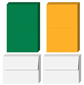 Holiday Christmas Greeting Cards Set – 50 Blank Cards & 50 Envelopes – Red, Green, Gold & White – Gold & Green Cards, White Envelopes – FoldCard
