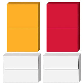 Holiday Christmas Greeting Cards Set – 50 Blank Cards & 50 Envelopes – Red, Green, Gold & White – Red & Gold Cards, White Envelopes – FoldCard