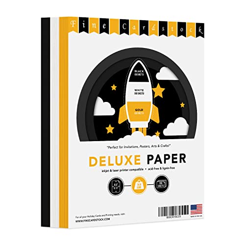 Black, gold and white colored paper, 8.5 x 11, 200 sheets – FoldCard