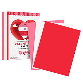 Valentine's colored paper, red, pink and white, 8.5 x 11, 200 sheets – FoldCard