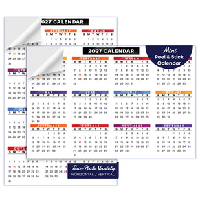 4x6" Compact 2027 Calendar Label - Peel and Stick Wall Vinyl Sticker - Easy to Remove - 2 Pack