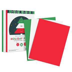 Holiday Colored Paper for Christmas and New Year's Crafts | 200 Sheets | 8.5 x 11" | 24lb Bond, 60lb Text (90GSM) | Red, Green, White