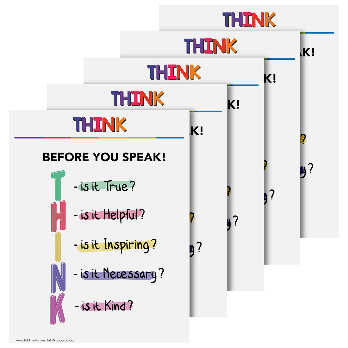 THINK Before You Speak! Chart - Calming Corner Poster | 8.5" x 11" | 5 Pack