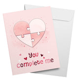 "You Complete Me" Big Valentine's Day Greeting Cards and Envelopes – 8.5" x 11" Large Jumbo Size Valentines Card – 2 per Pack