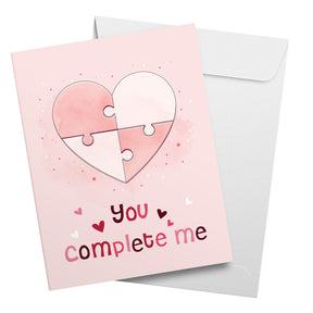 "You Complete Me" Big Valentine's Day Greeting Cards and Envelopes – 8.5" x 11" Large Jumbo Size Valentines Card – 2 per Pack