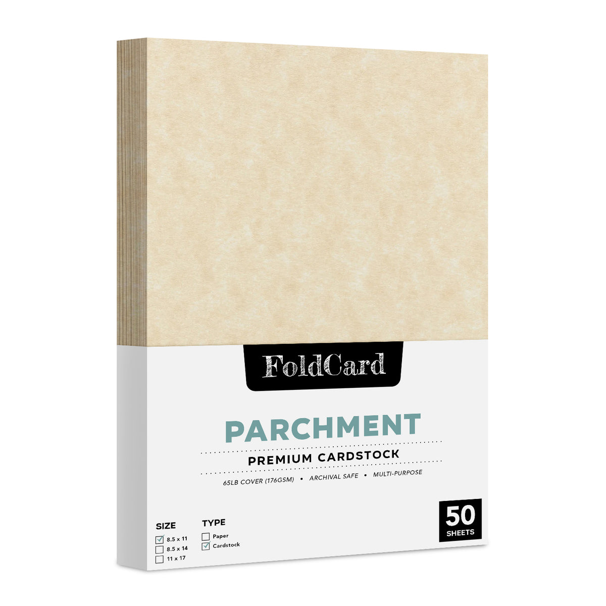 8,5 x 11 Papel pergamino Cubierta de 65 lb 176 g/m² 50 hojas