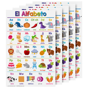 Spanish Alphabet Chart for Preschool to Grade 1 Kids - Educational Learning Aid | 11" x 17" | 5 Pack