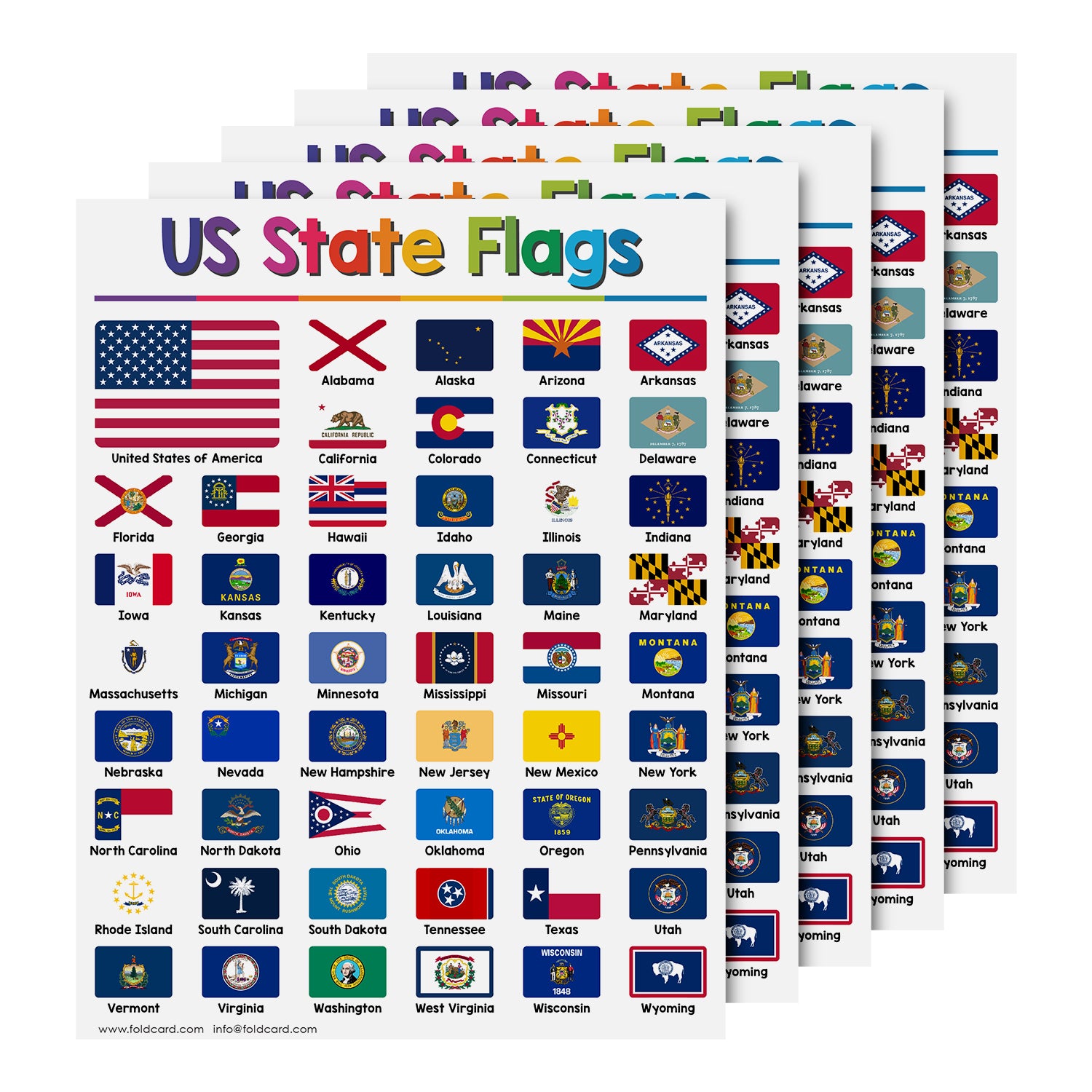 American USA Educational Poster for Preschool-Gradeschool | 8.5 x 11 | 5 Pack