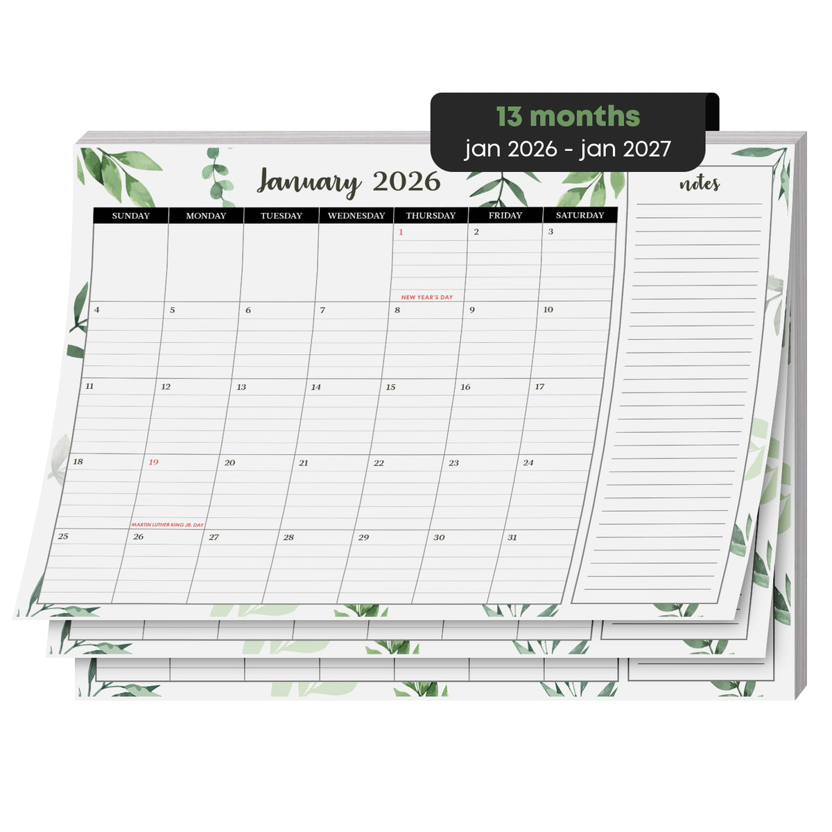 2026 Desk Year Calendar Desktop or Wall Planner, Tear-Off Pad for Easy Planning, Includes a Notes Section To Do's for the Year of 2026