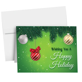 2023 Happy New Year - Tarjetas y sobres plegables de saludos navideños verdes, 25 tarjetas y 25 sobres por paquete - 4.25 x 5.5 pulgadas cuando están plegados