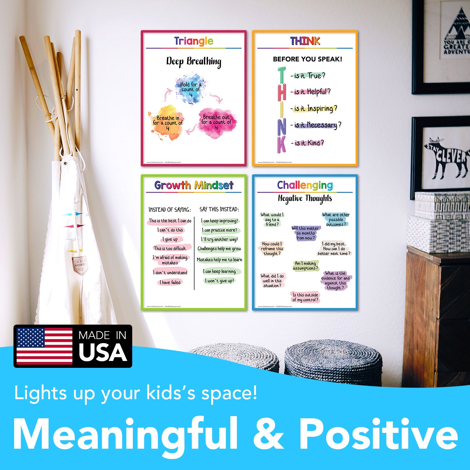 Calming Corner Educational Poster for Preschool-Gradeschool | 8.5 x 11 | 5 Pack