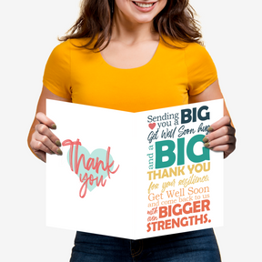 A Big Get Well Soon Greeting Cards with Envelopes – 8.5" x 11" Jumbo Size Thank You Cards for Large Groups and Teams  – 2 per Pack