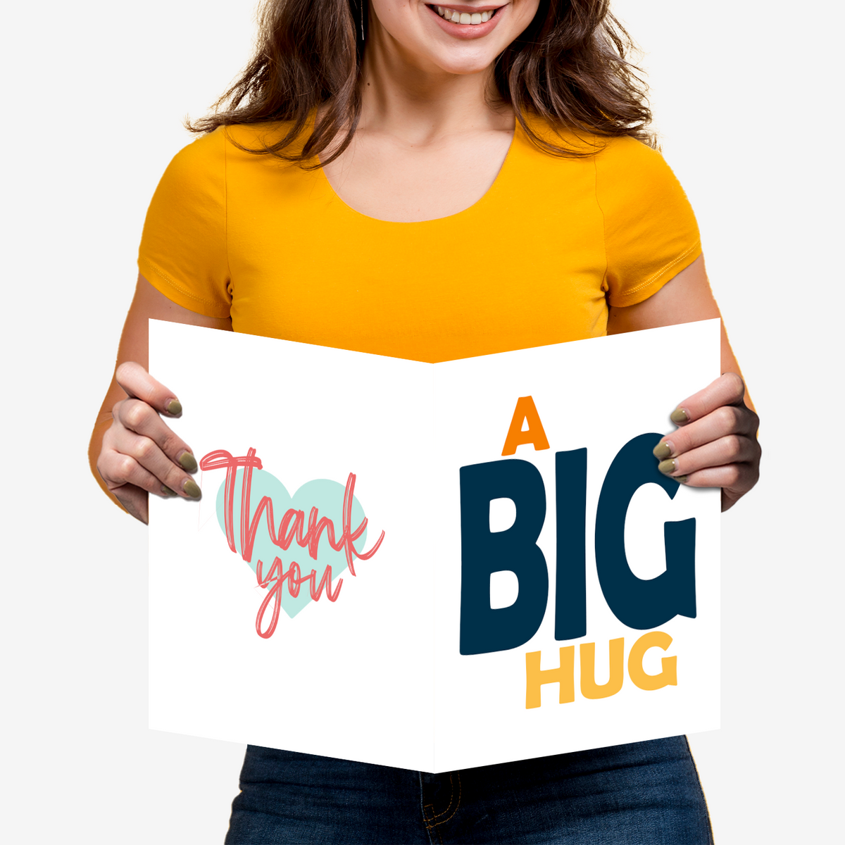 A Big Hug Thank You Greeting Cards with Envelopes – 8.5" x 11" Jumbo Size Cards for Large Groups and Teams  – 2 per Pack