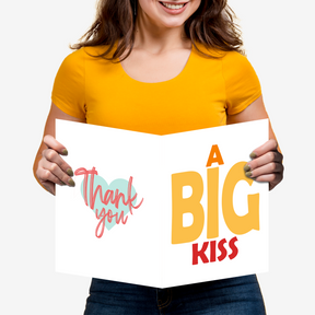 A Big Kiss Thank You Greeting Cards with Envelopes – 8.5" x 11" Jumbo Size Cards for Large Groups and Teams  – 2 per Pack