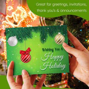 2023 Happy New Year - Tarjetas y sobres plegables de saludos navideños verdes, 25 tarjetas y 25 sobres por paquete - 4.25 x 5.5 pulgadas cuando están plegados