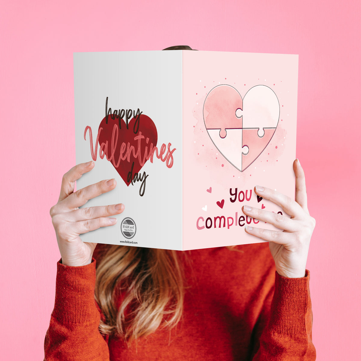 "You Complete Me" Big Valentine's Day Greeting Cards and Envelopes – 8.5" x 11" Large Jumbo Size Valentines Card – 2 per Pack