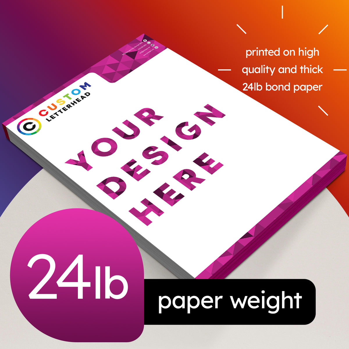 Custom Printed Letterhead – Full Color, Upload Your Logo & Design