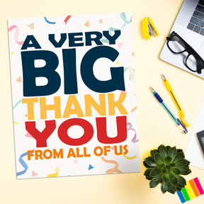 A Big Thank You Greeting Cards with Envelopes – 8.5" x 11" Jumbo Size Cards for Large Groups and Teams  – 2 per Pack