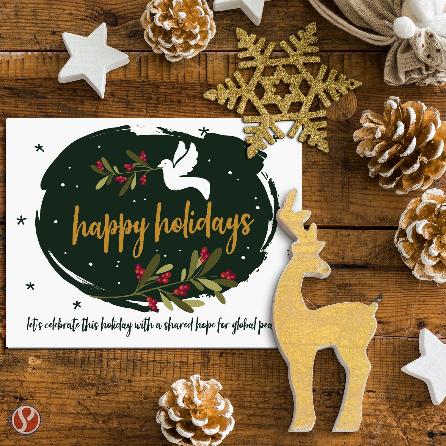 Happy Holidays, Shared Hope for Global Peace Greeting Cards & Envelopes, Set of 25