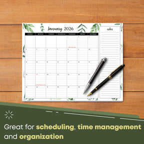 2026 Desk Year Calendar Desktop or Wall Planner, Tear-Off Pad for Easy Planning, Includes a Notes Section To Do's for the Year of 2026