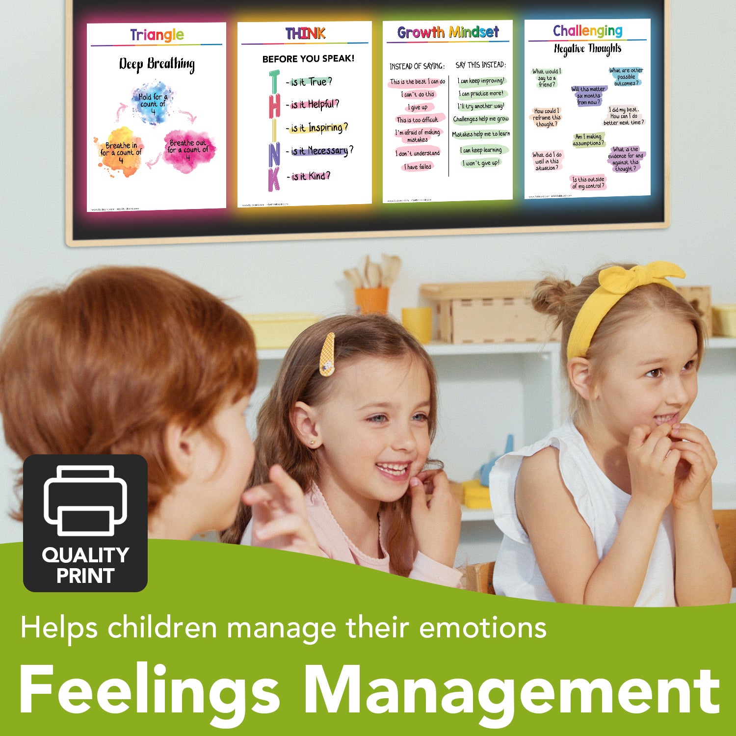 Calming Corner Posters Bundle Pack - Feelings Emotions Management Poster | 8.5" x 11" | 5 Pack