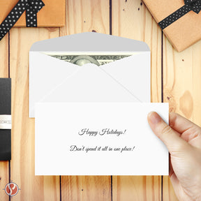 Happy Holidays Cash Envelopes w/ Blank Cards, 3-5/8 x 6-1/2 Inches | 25 per Pack