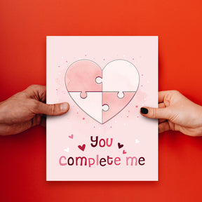 "You Complete Me" Big Valentine's Day Greeting Cards and Envelopes – 8.5" x 11" Large Jumbo Size Valentines Card – 2 per Pack