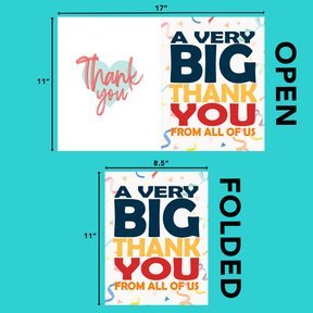 A Big Thank You Greeting Cards with Envelopes – 8.5" x 11" Jumbo Size Cards for Large Groups and Teams  – 2 per Pack