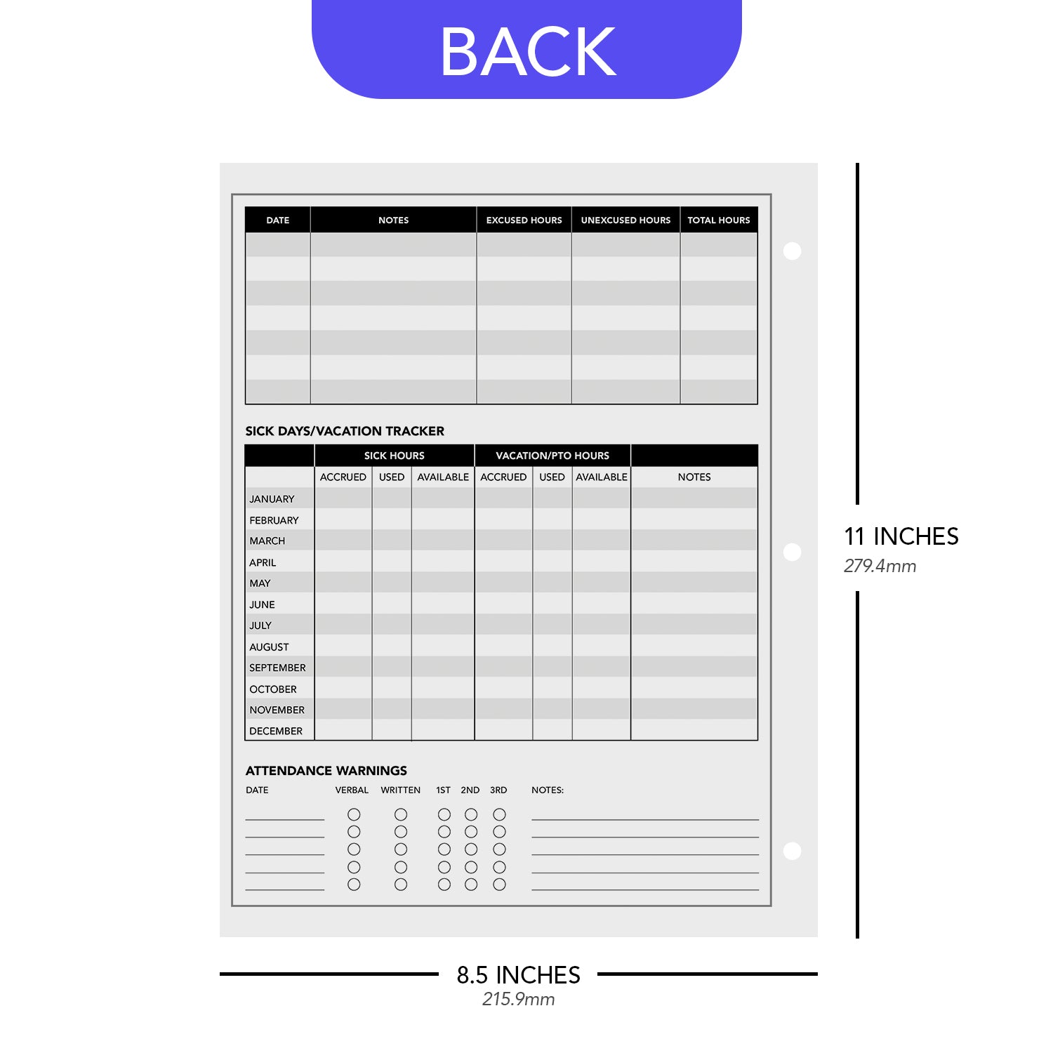 2026 Attendance Calendar Card Stock Paper – Great Employee Work Tracker